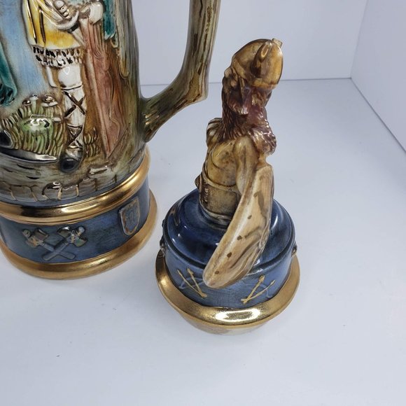 Vintage Viking Warrior Stein Valhalla Signed LM Hand Painted - Picture 6 of 16